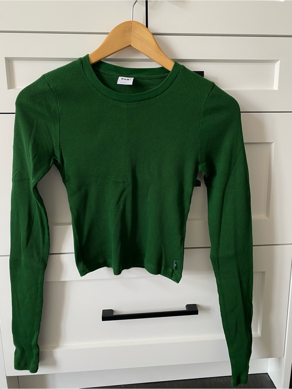 TNA Forest Green Ribbed Crewneck Crop Top